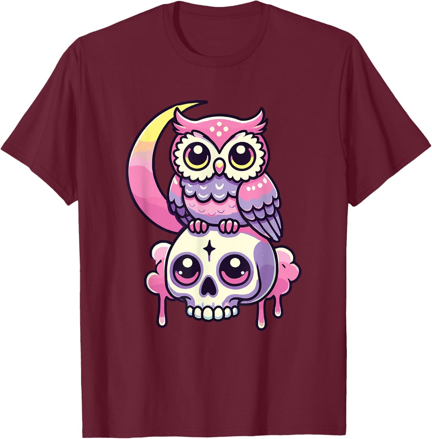 Kawaii Gothic Owl Pastel Colors Gothic Goth Owl T-Shirt - T-Shirt | Maroon