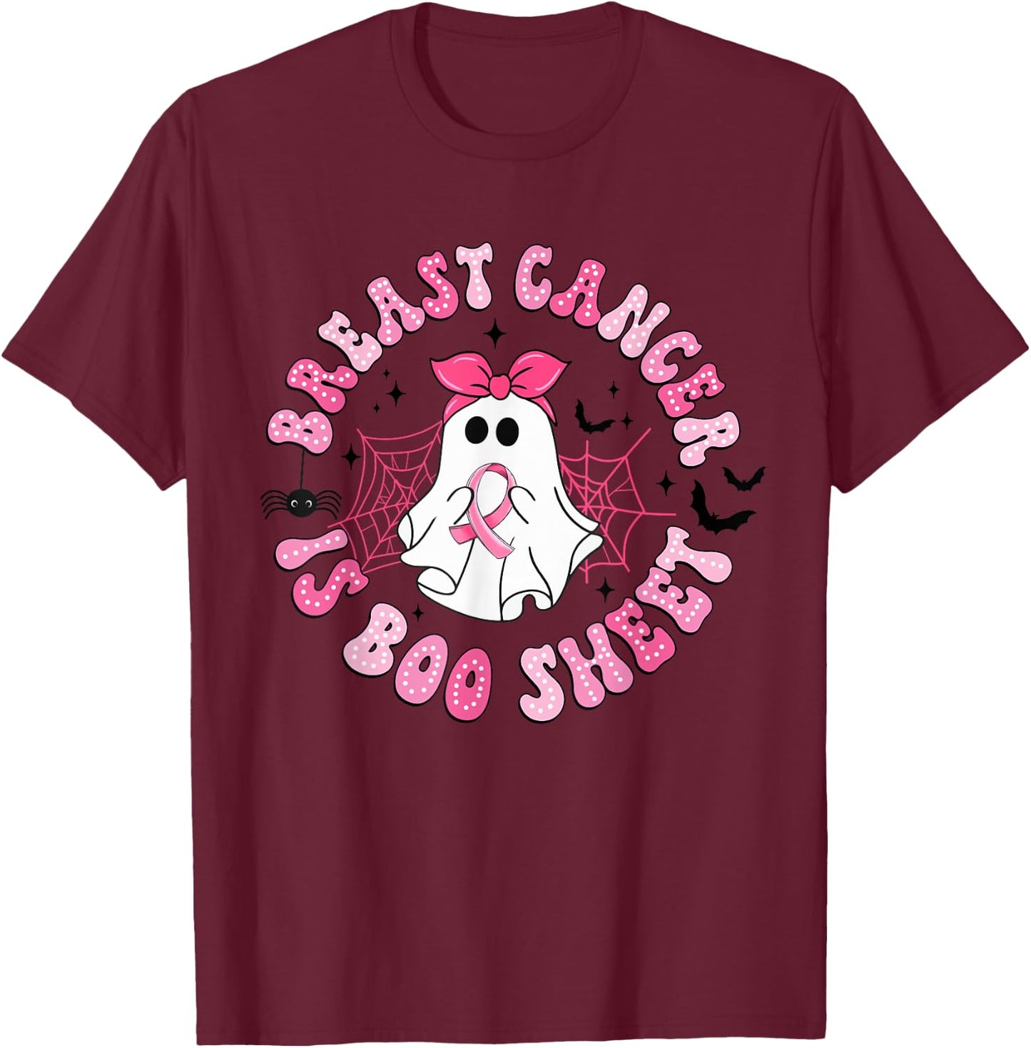 Breast Cancer Is Boo Sheet Boo Ghost Happy Halloween T-Shirt - T-Shirt | Maroon