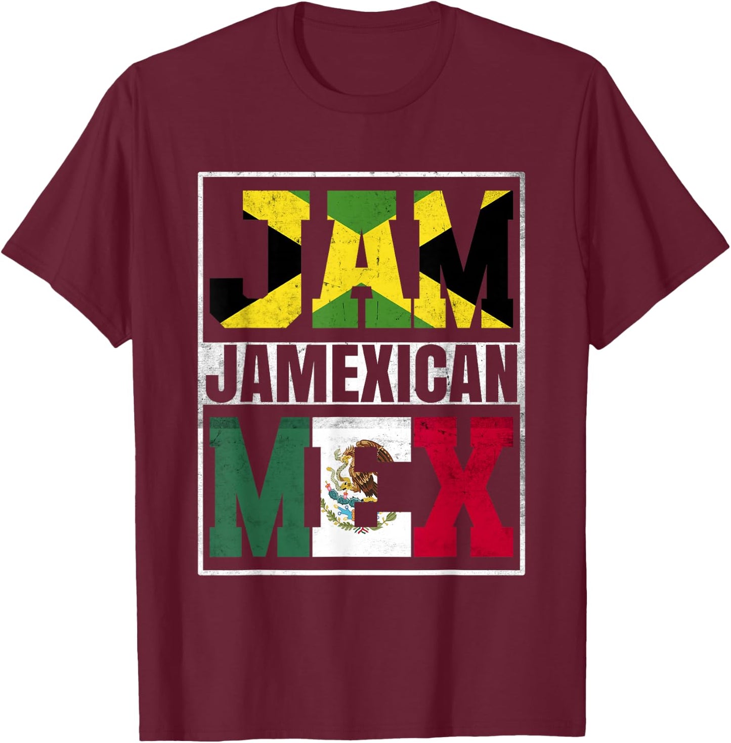 Jamexican Roots Jamaica and Mexico Mix Jamaican Mexican T-Shirt - T-Shirt | Maroon