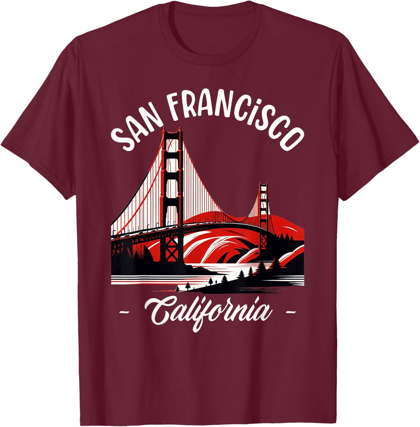 Golden Gate Bridge San Francisco California USA Golden Gate T-Shirt - T-Shirt | Maroon
