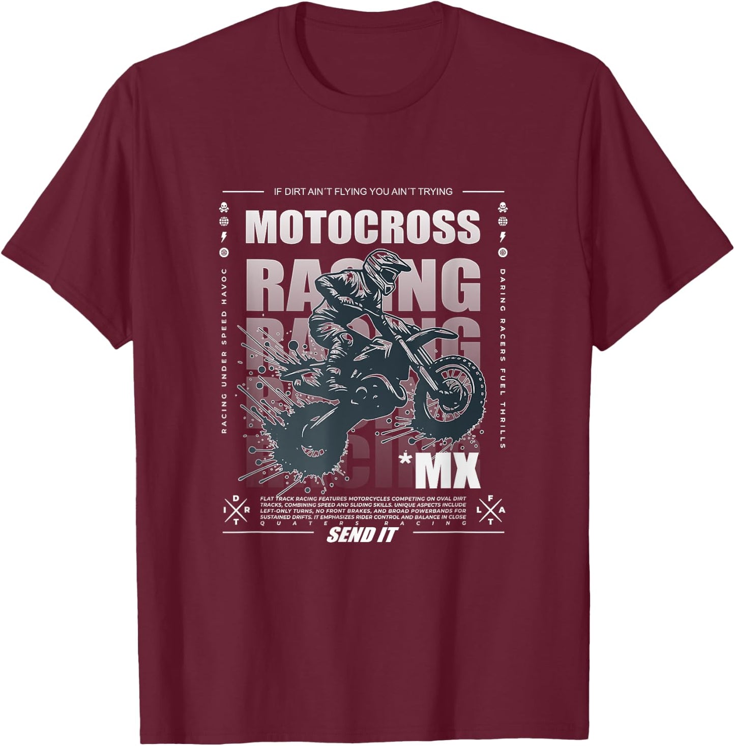 Dirt Bike Motocross MX Supercross Graphic T-Shirt - T-Shirt | Maroon