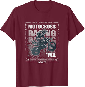 Dirt Bike Motocross MX Supercross Graphic T-Shirt - T-Shirt | Maroon