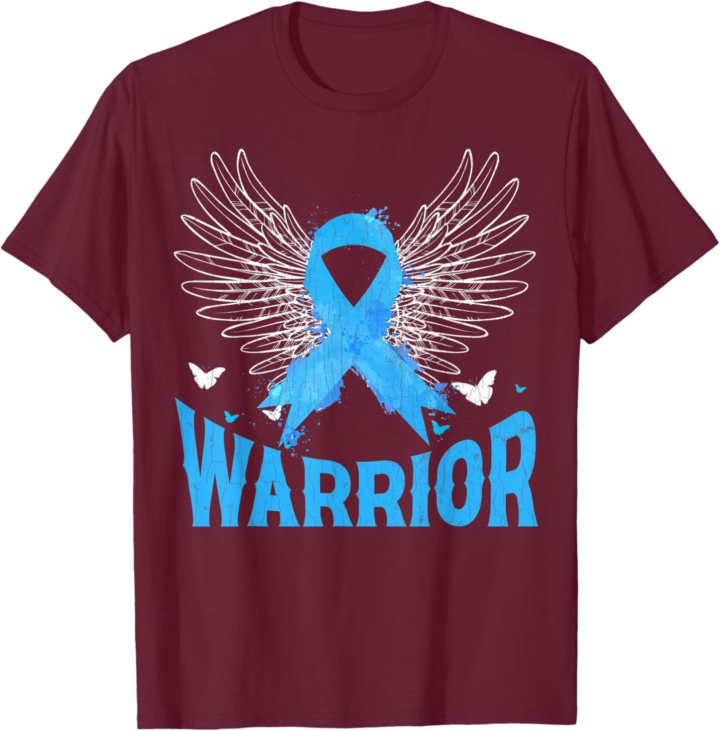Warrior USA Flag Prostate Cancer Awareness Blue Graphic T-Shirt - T-Shirt | Maroon