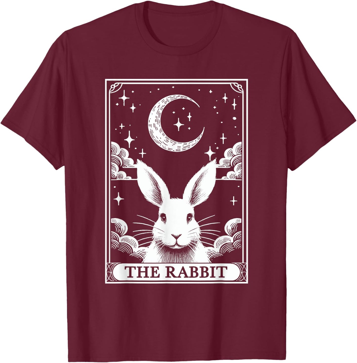 Tarot Card Vintage Crescent Moon Rabbit Animal Lovers T-Shirt - T-Shirt | Maroon
