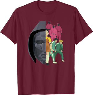 Squid Game Front Man Split Logo T-Shirt - T-Shirt | Maroon