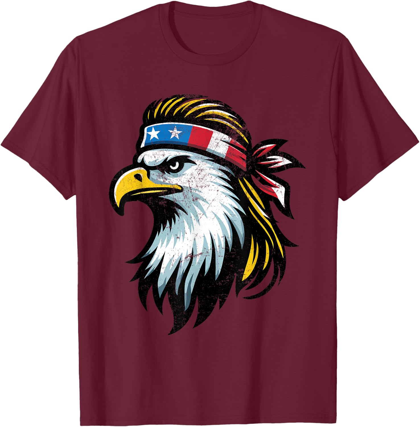 Patriotic USA Eagle Mullet American Flag - 4th of July Women Kids Men T-Shirt - T-Shirt | Maroon