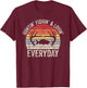 Vintage Retro Hunting Fishing Loving Everyday T-Shirt - T-Shirt | Maroon