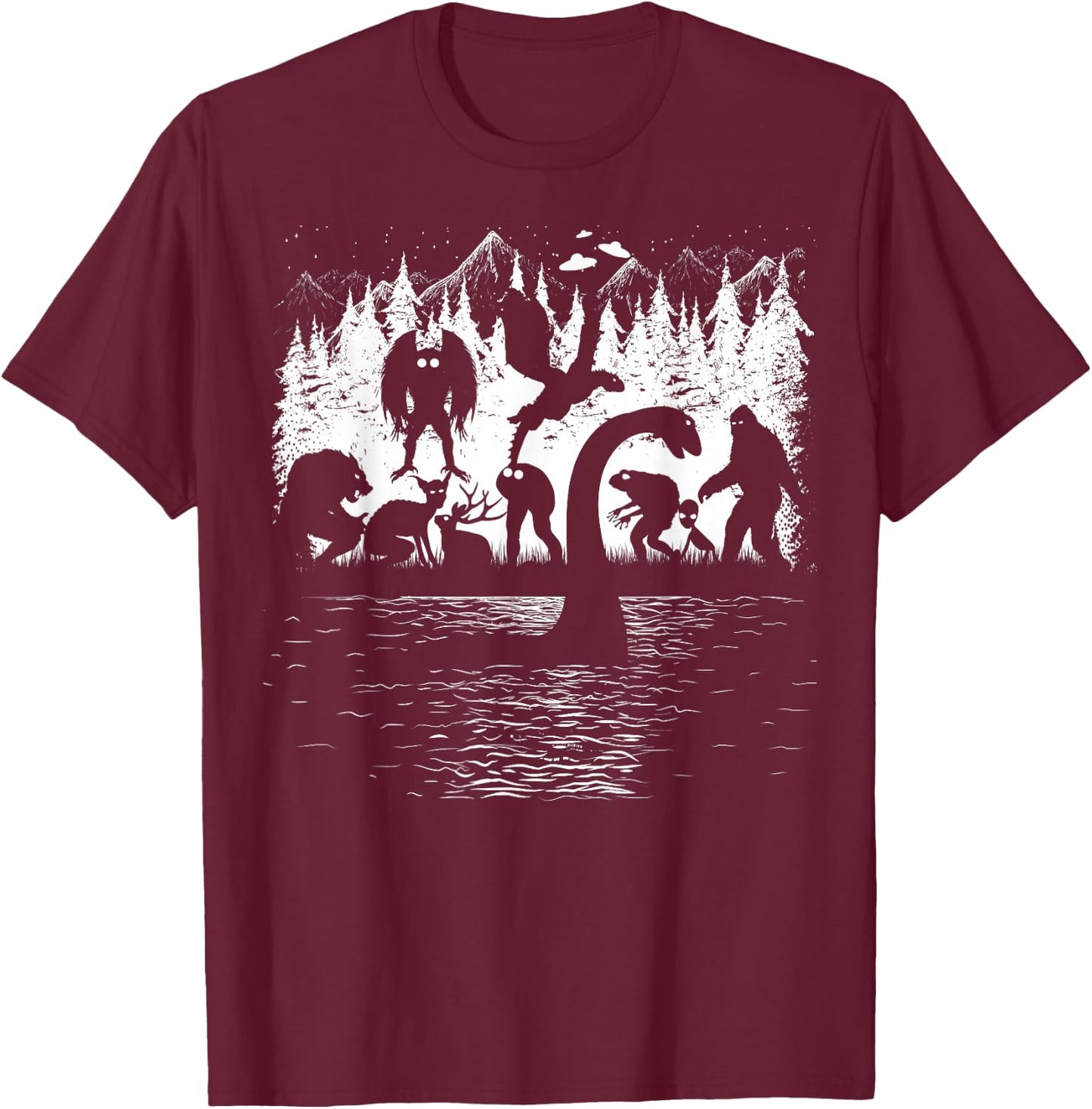 Bigfoot Loch Ness Monster Mothman Alien Others Funny Cryptid T-Shirt - T-Shirt | Maroon