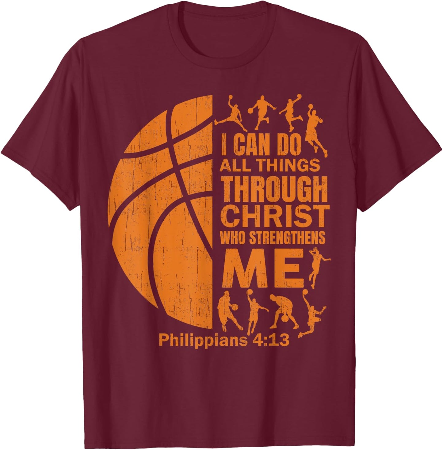 Men Basketball t Shirt Christian Christ Bible Verse Boy Kid T-Shirt - T-Shirt | Maroon