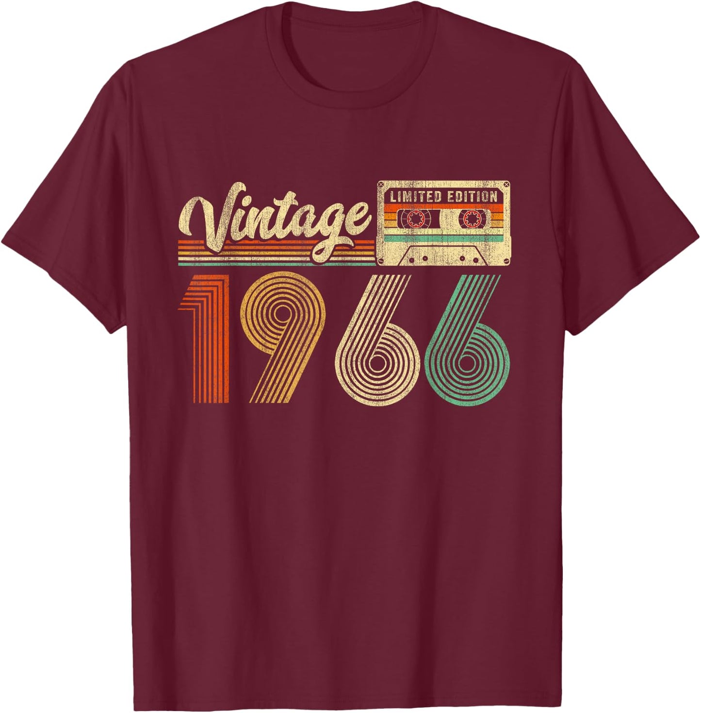 60 Years Old Vintage 1966 Cassette Tape 60th Birthday Retro T-Shirt - T-Shirt | Maroon