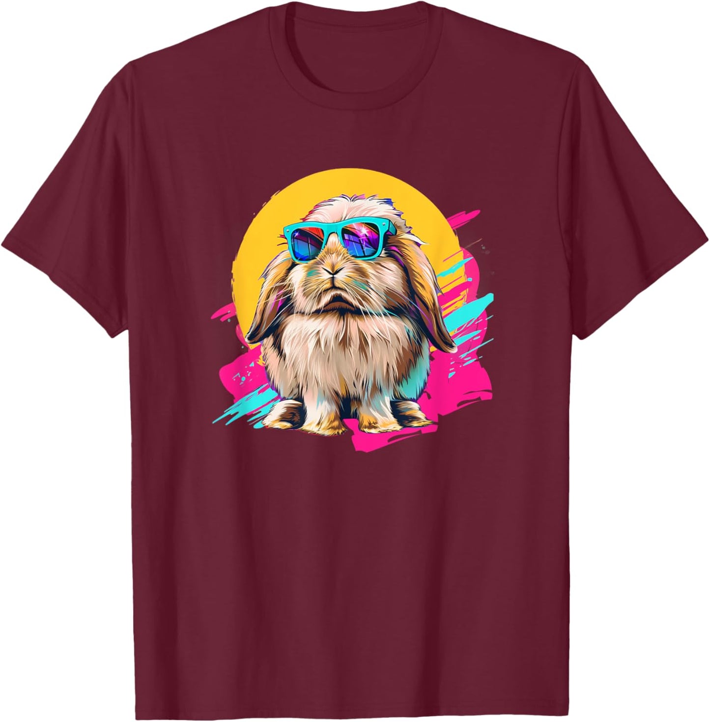 Retro Vintage 80s Mini Holland Lop Bunny Rabbit Lover T-Shirt - T-Shirt | Maroon