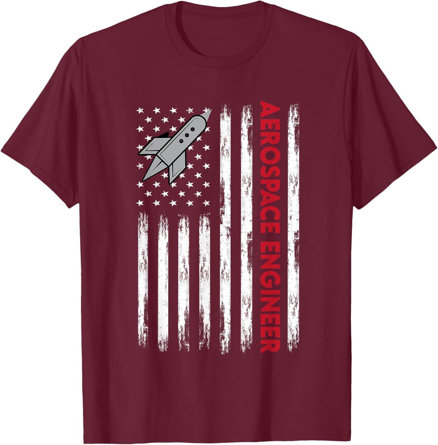 Aerospace Engineer USA Flag Design T-Shirt - T-Shirt | Maroon