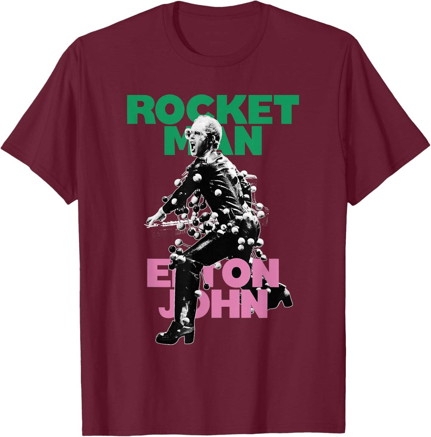 Official Elton John X Rocketman Black T-Shirt - T-Shirt | Maroon
