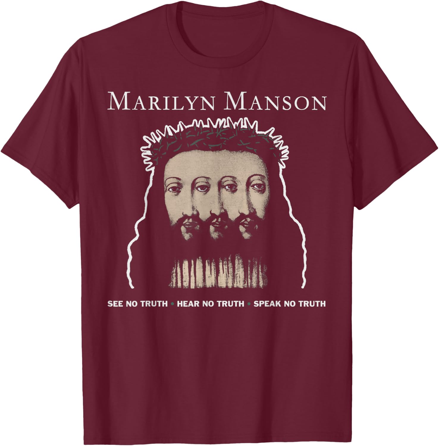 Marilyn Manson – Tripple Jesus T-Shirt - T-Shirt | Maroon
