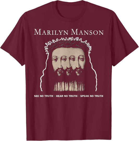 Marilyn Manson – Tripple Jesus T-Shirt - T-Shirt | Maroon