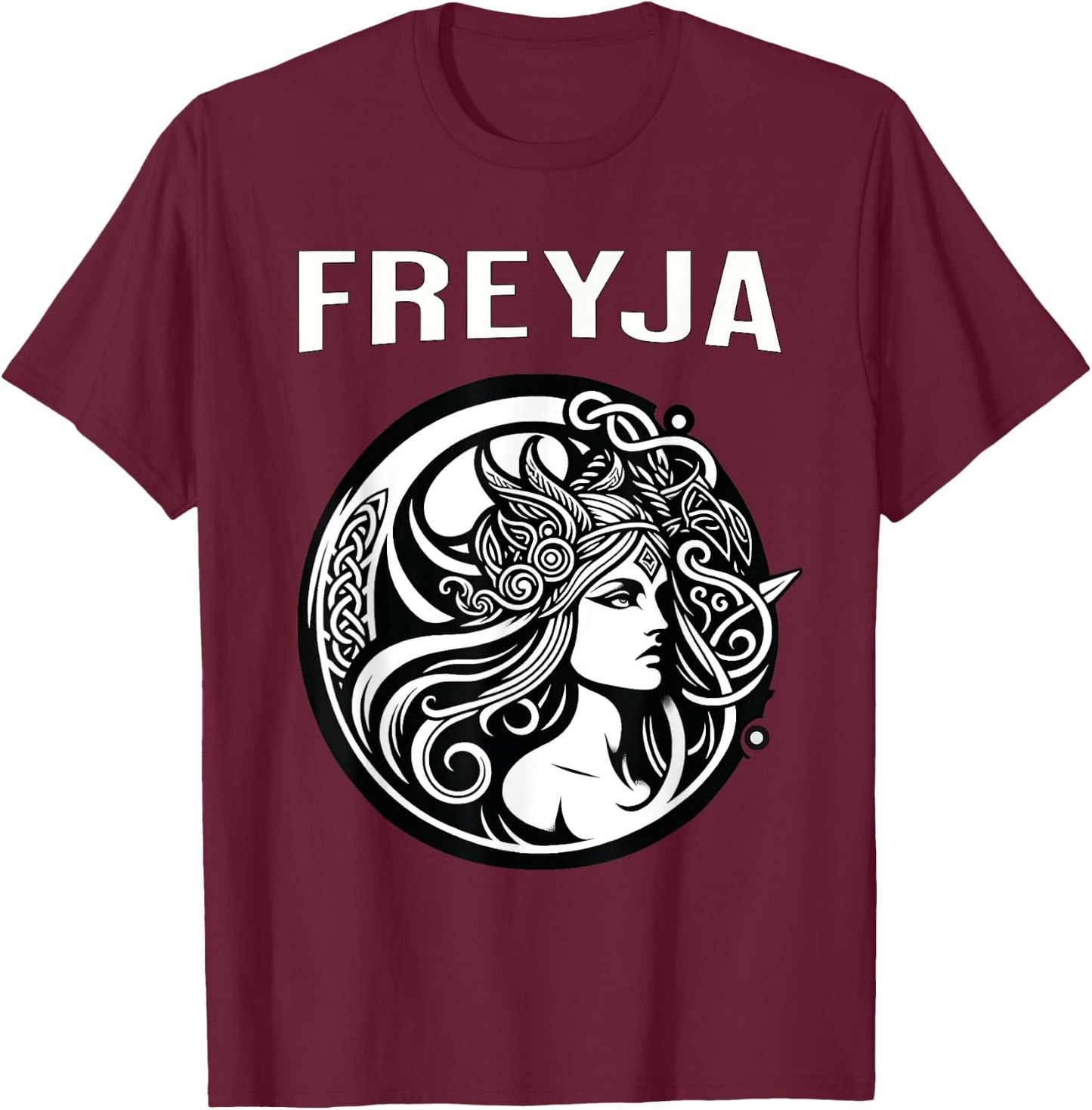 Freyja Viking Goddess T-Shirt - T-Shirt | Maroon