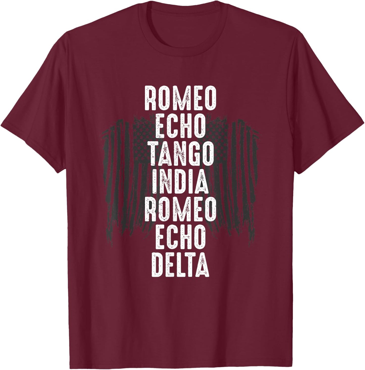 Romeo Echo Tango India Romeo Echo Delta Retired Military T-Shirt - T-Shirt | Maroon