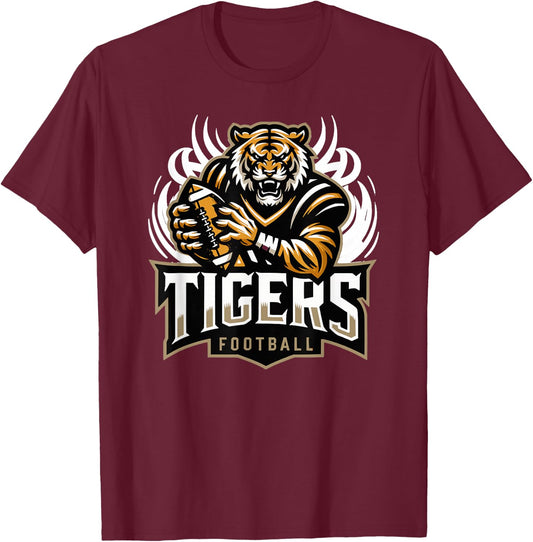 Trinity Love Clothing Co. Broken Arrow Tiger Football T-Shirt - T-Shirt | Maroon