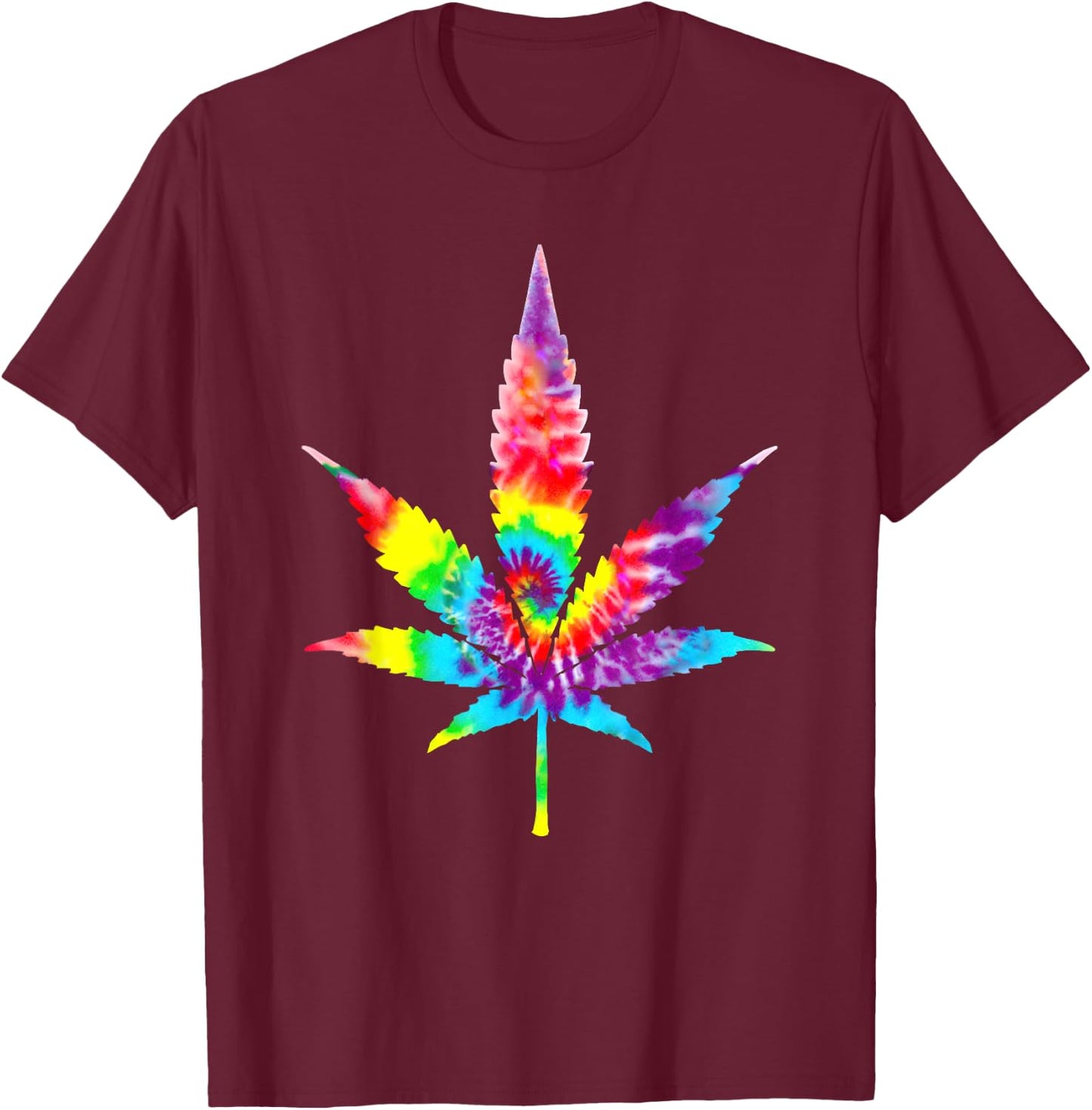 Tie Dye Weed Magic Mushrooms Cannabis 420 Trippy Hippie Gift T-Shirt - T-Shirt | Maroon