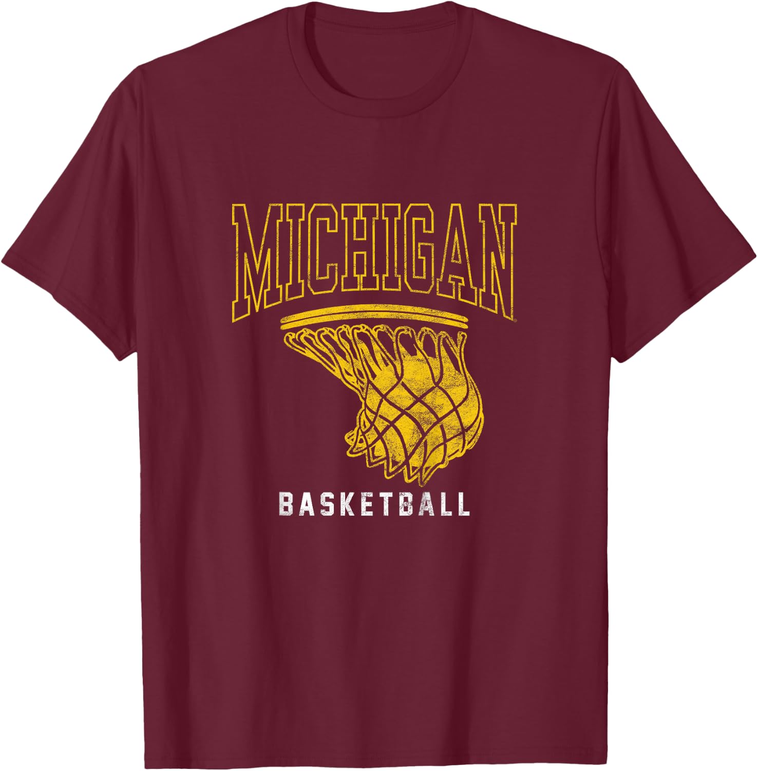 Kids University of Michigan Wolverines U of M Basketball Hoop T-Shirt - T-Shirt | Maroon