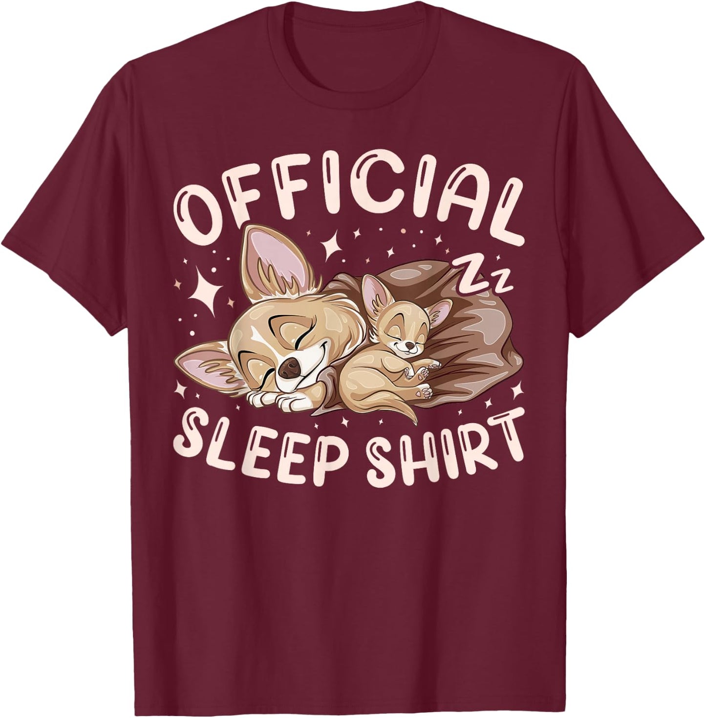 Official Sleep Shirt, Chihuahua Dog with Puppy T-Shirt - T-Shirt | Maroon