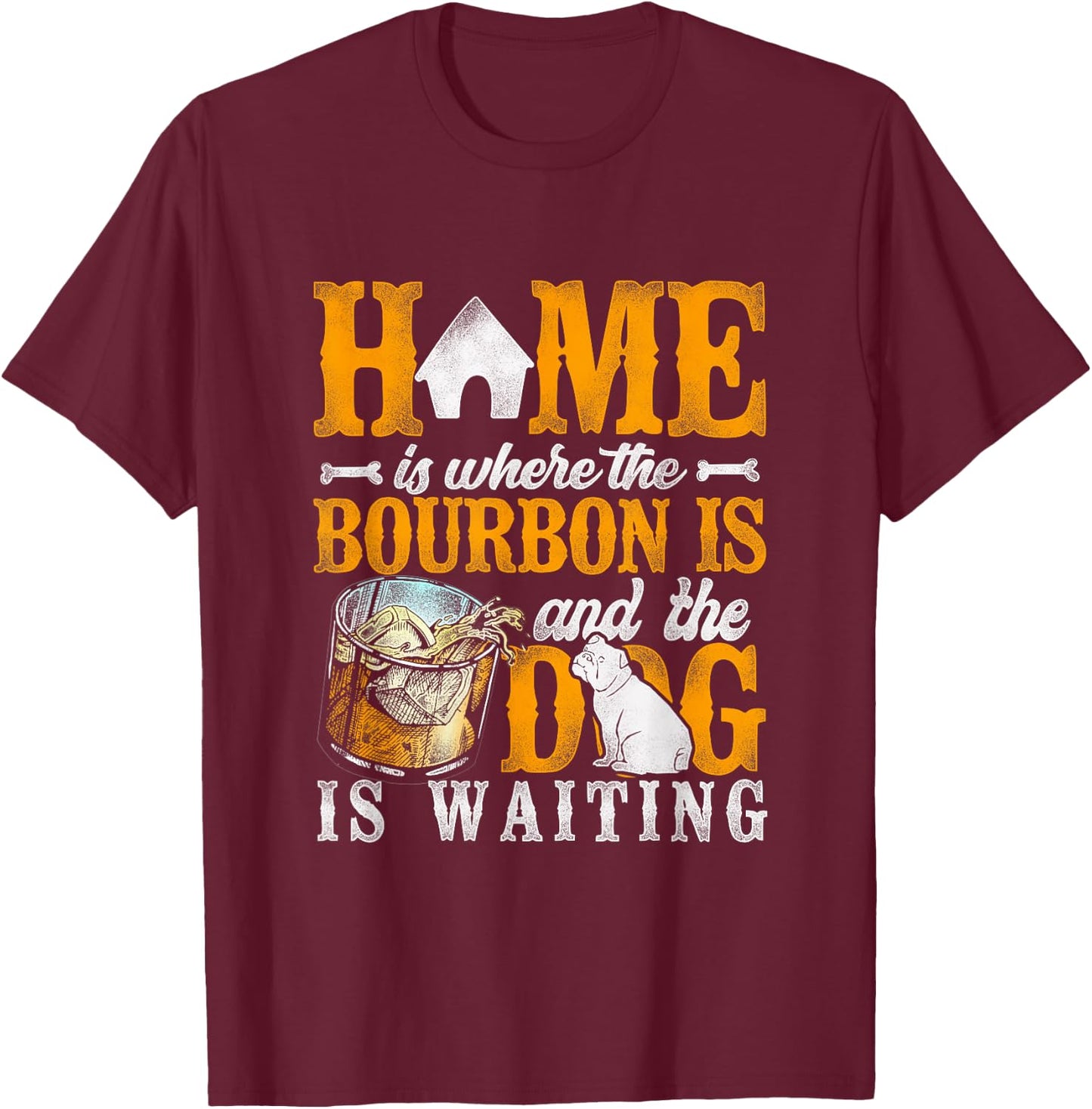 Bourbon Companionship Collection & Dog Gear - Adults Black Dog T-Shirt - T-Shirt | Maroon