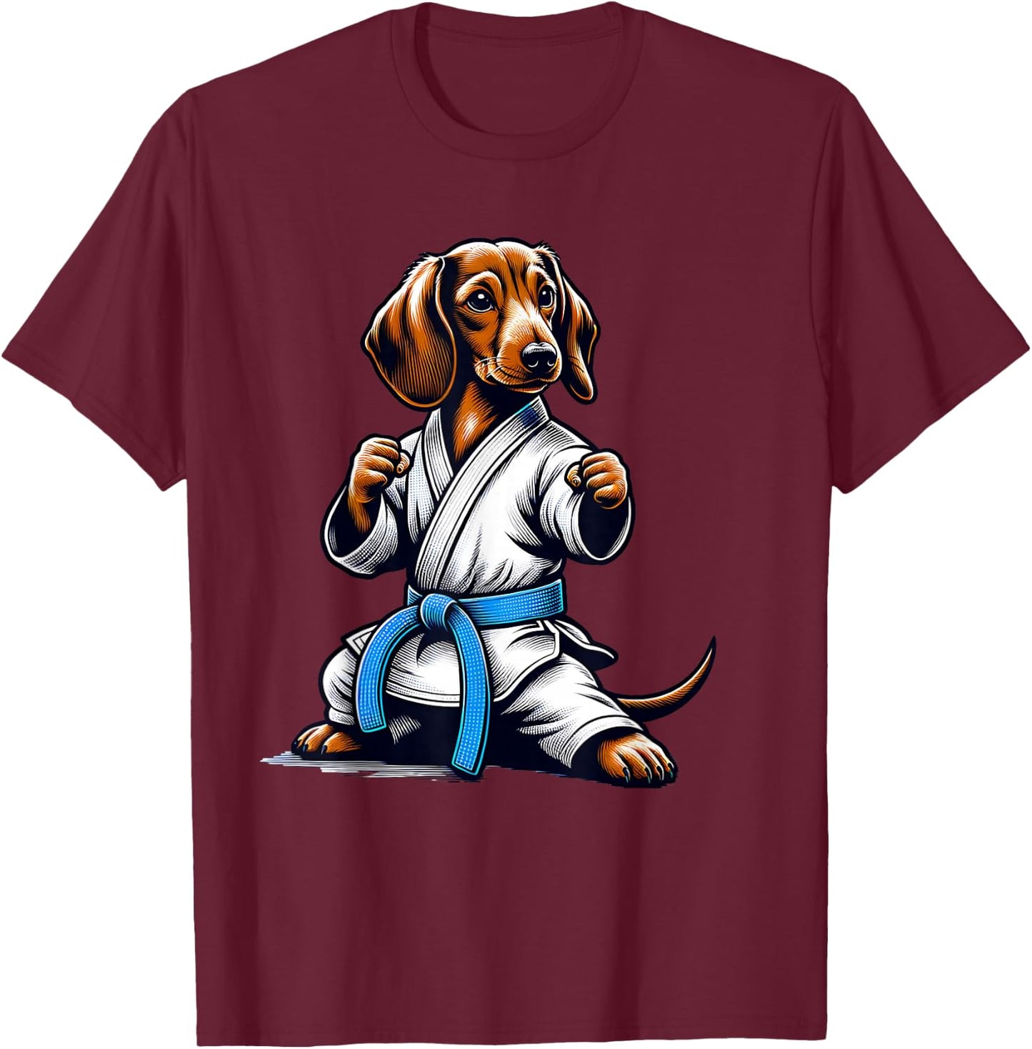 Karate Dachshund Master T-Shirt - T-Shirt | Maroon