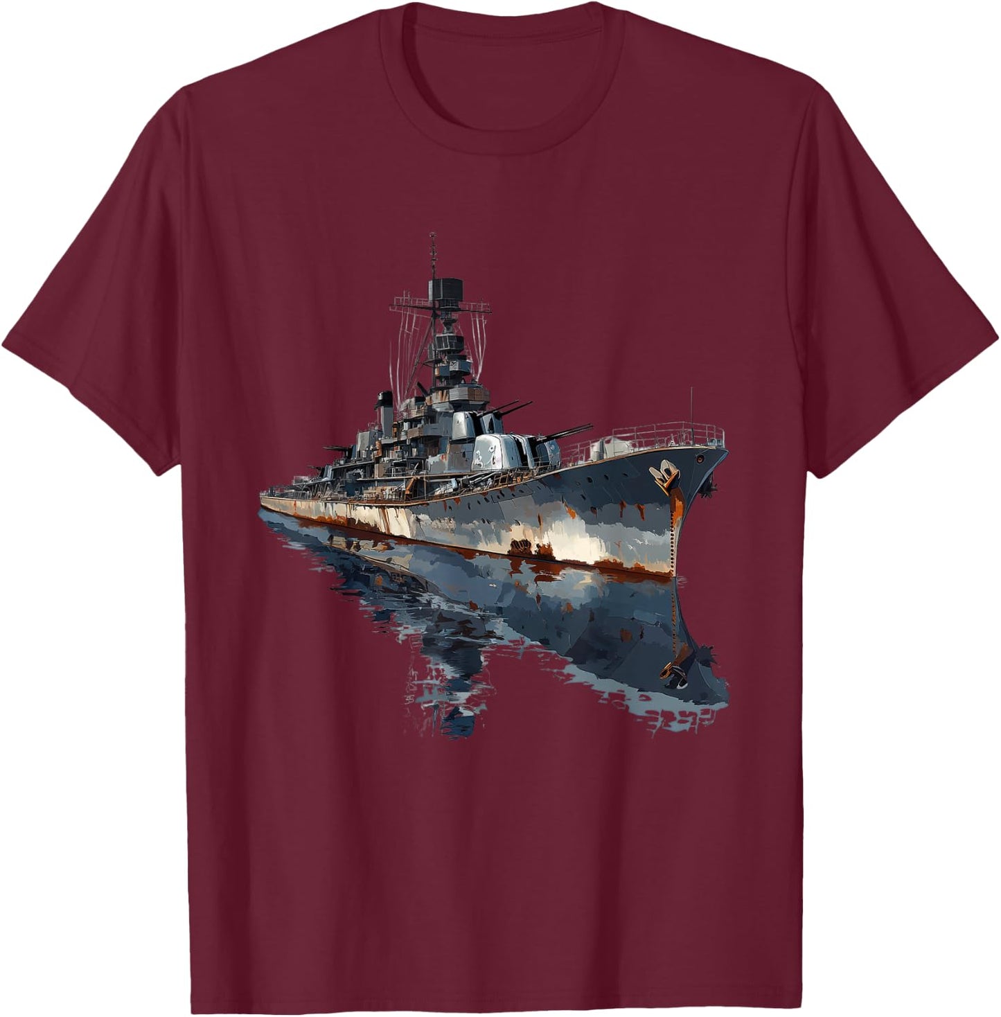 Warship Battleship Cruiser Naval Warfare T-Shirt - T-Shirt | Maroon