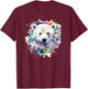 Polar Bear Floral Watercolor Animal Cute Polar Bear Face T-Shirt - T-Shirt | Maroon