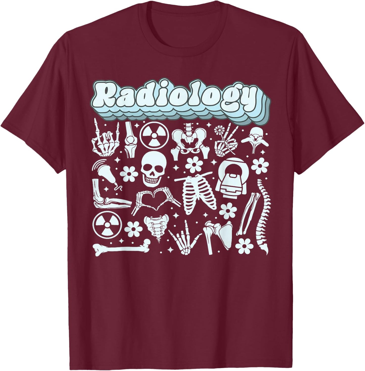 Retro Radiology X-ray Rad Tech Skeleton MRI Tech Graduation T-Shirt - T-Shirt | Maroon