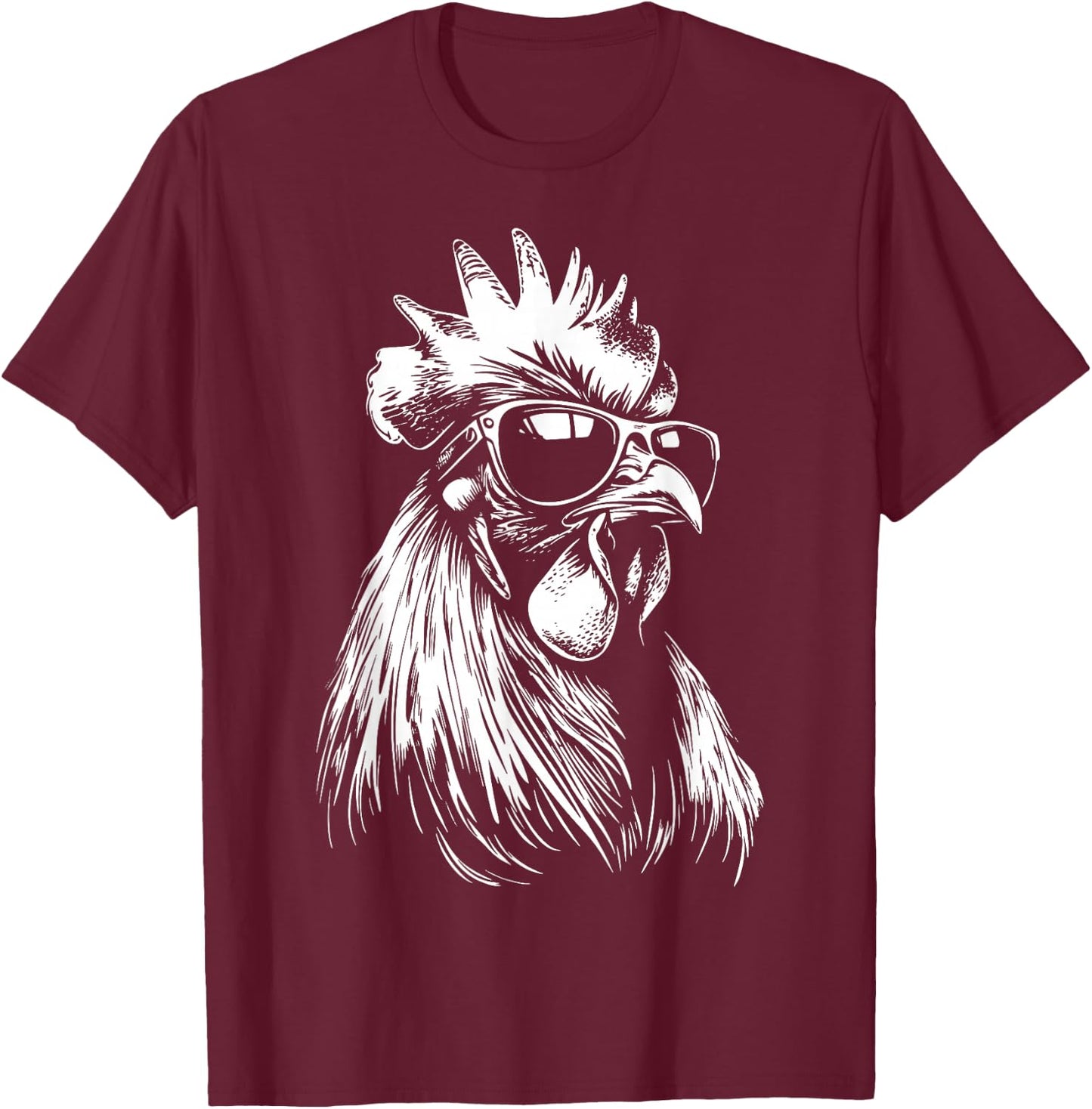 Rooster Chicken Sunglasses T-Shirt - T-Shirt | Maroon
