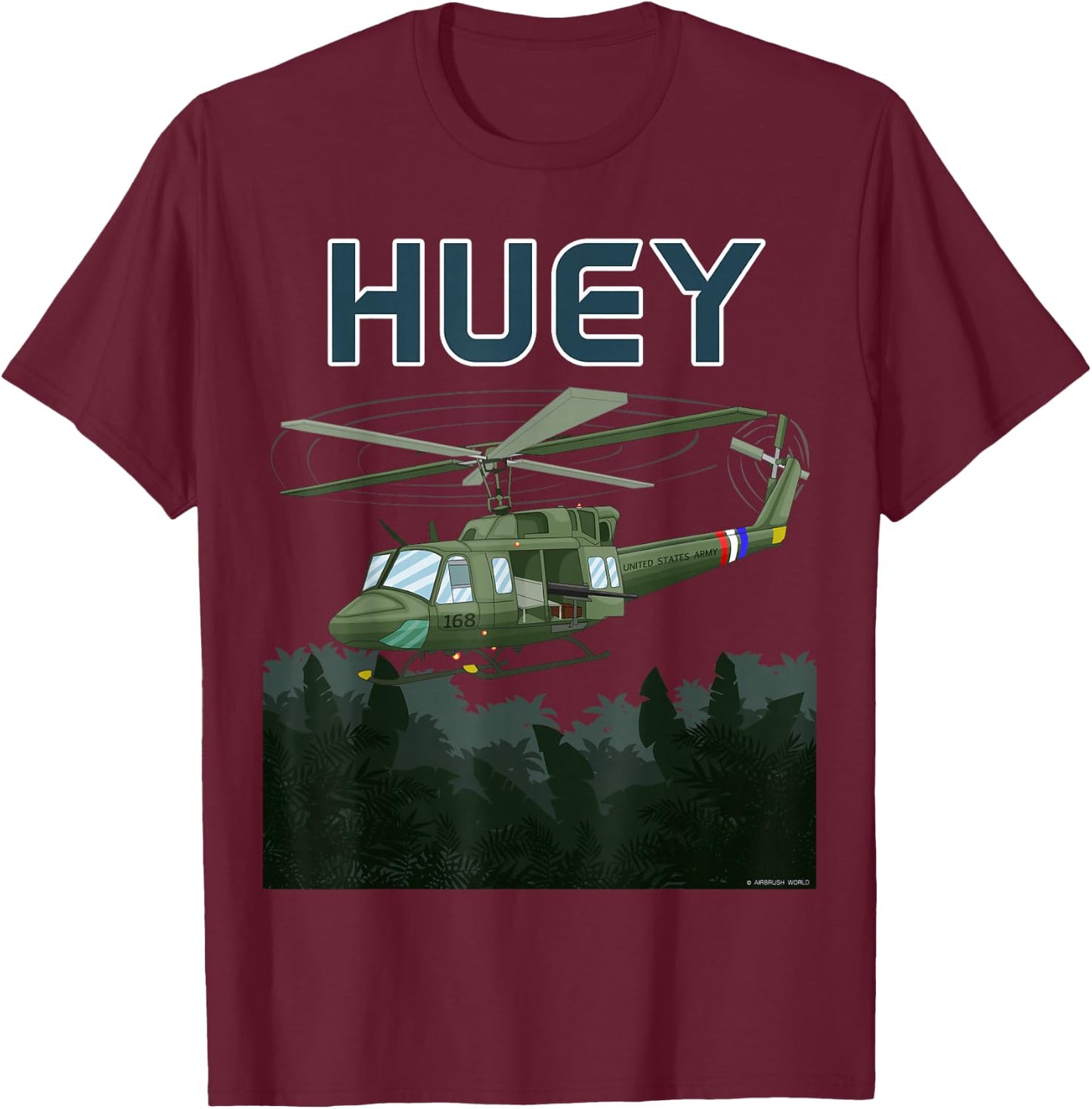 Huey Army Helicopter Military Armed Forces Helicopter T-Shirt - T-Shirt | Maroon