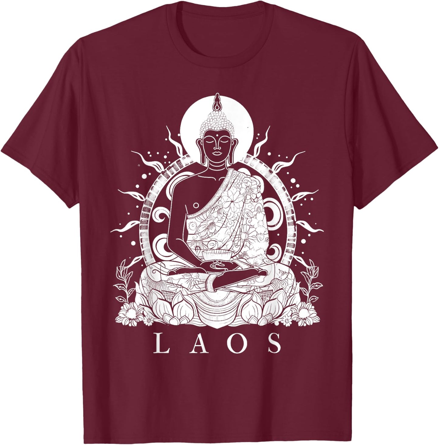 Laos Buddha Vintage Buddhist Souvenir T-Shirt - T-Shirt | Maroon