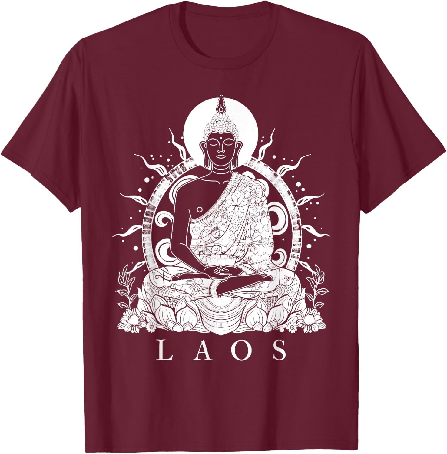 Laos Buddha Vintage Buddhist Souvenir T-Shirt - T-Shirt | Maroon