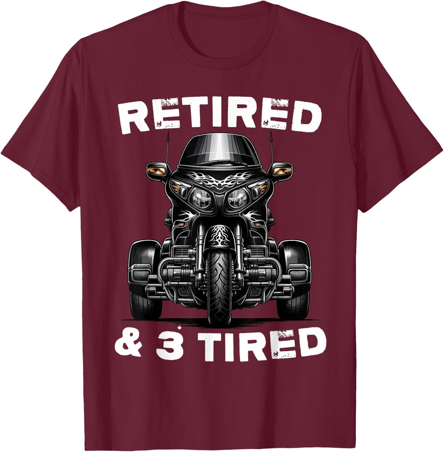 Retired Motorcycle trike Grandpa Three-wheeled Trike Dad T-Shirt - T-Shirt | Maroon