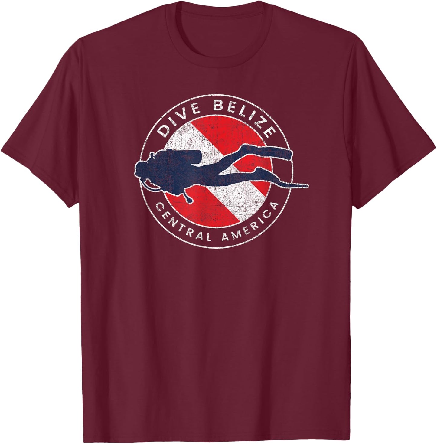 Retro Dive Belize Scuba Diver Vintage Dive Flag T-Shirt - T-Shirt | Maroon