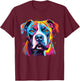 Watercolor Colorful American Bulldog Dog T-Shirt - T-Shirt | Maroon