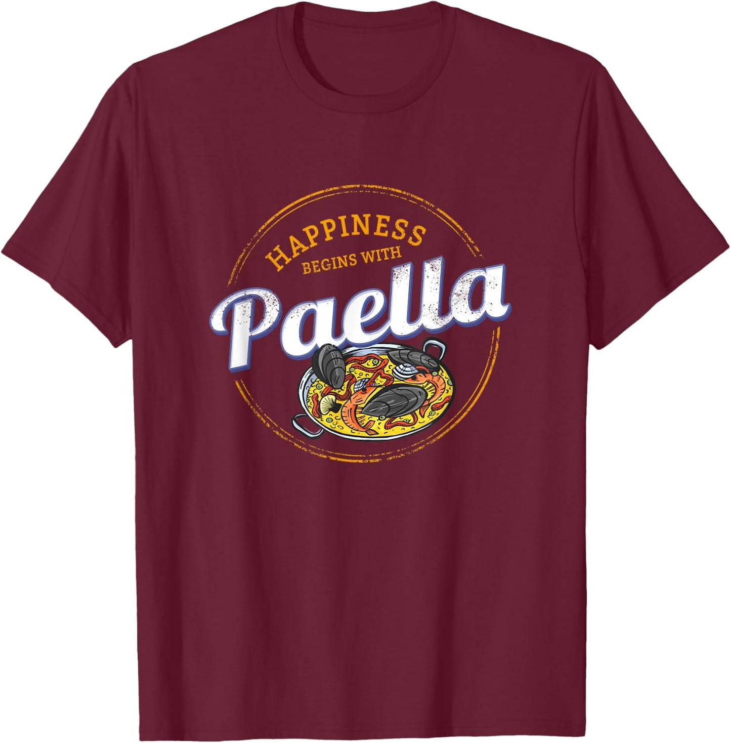 Paella Snack Vintage Spain Retro Paella Pan Souvenir T-Shirt - T-Shirt | Maroon