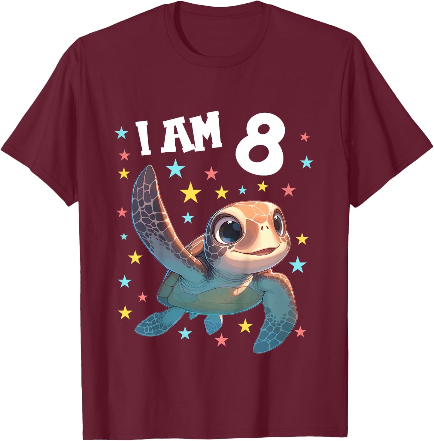 8 Years old 8 birthday Sea Turtles Boy Girl Sea Turtle T-Shirt - T-Shirt | Maroon