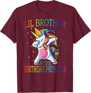 Lil Brother Of The Birthday Princess Unicorn T-Shirt - T-Shirt | Maroon