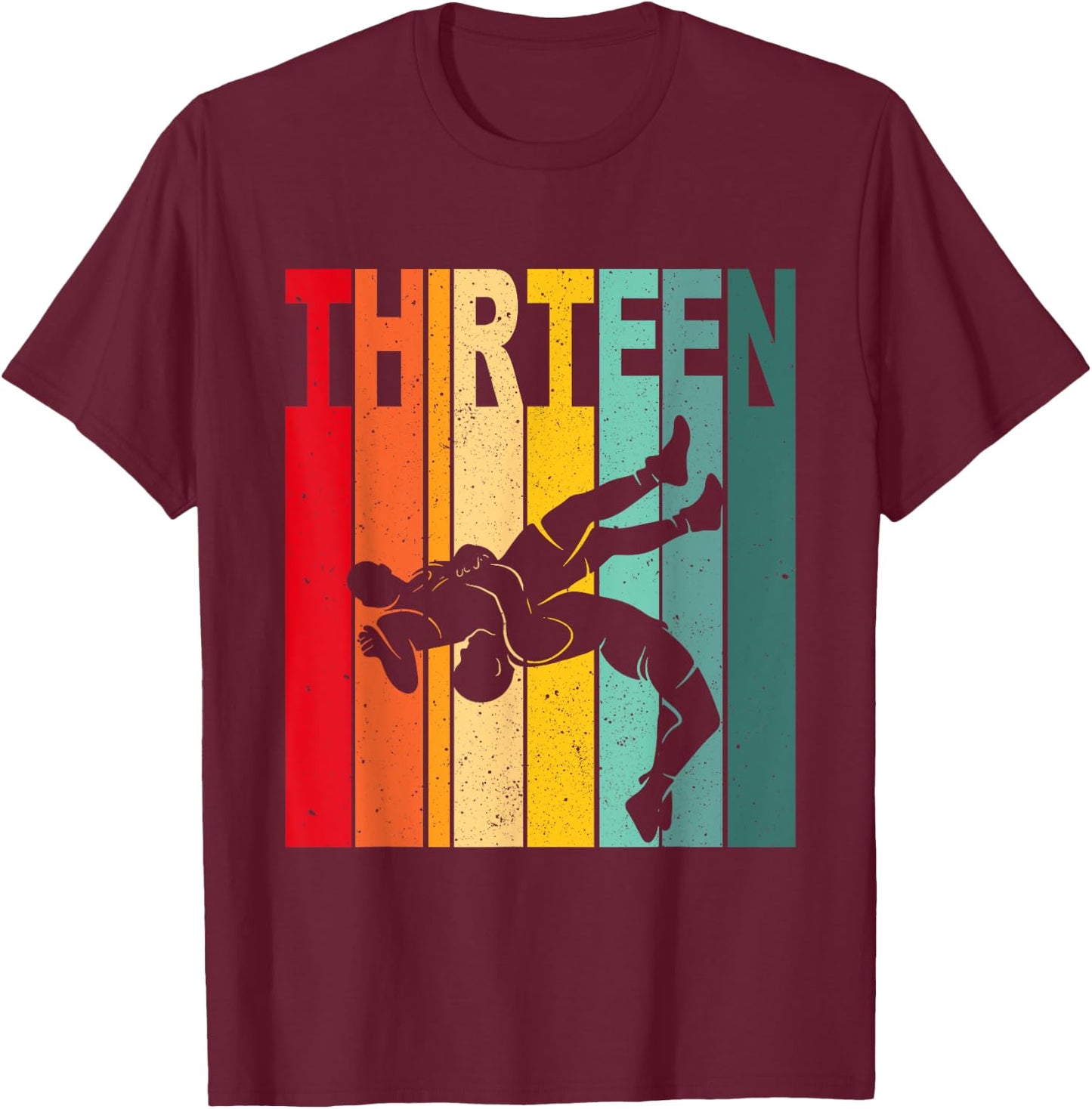 13th Retro Wrestling Theme 13 Year Old Kids Birthday T-Shirt - T-Shirt | Maroon