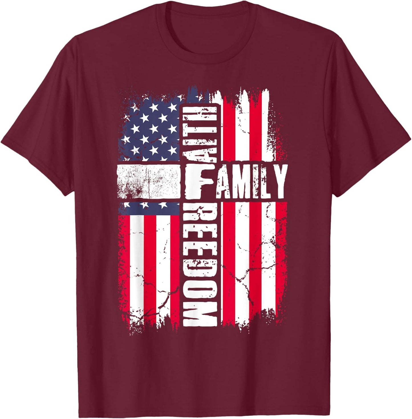 Faith Family Freedom - Patriotic Christian Jesus Bible Psalm T-Shirt - T-Shirt | Maroon
