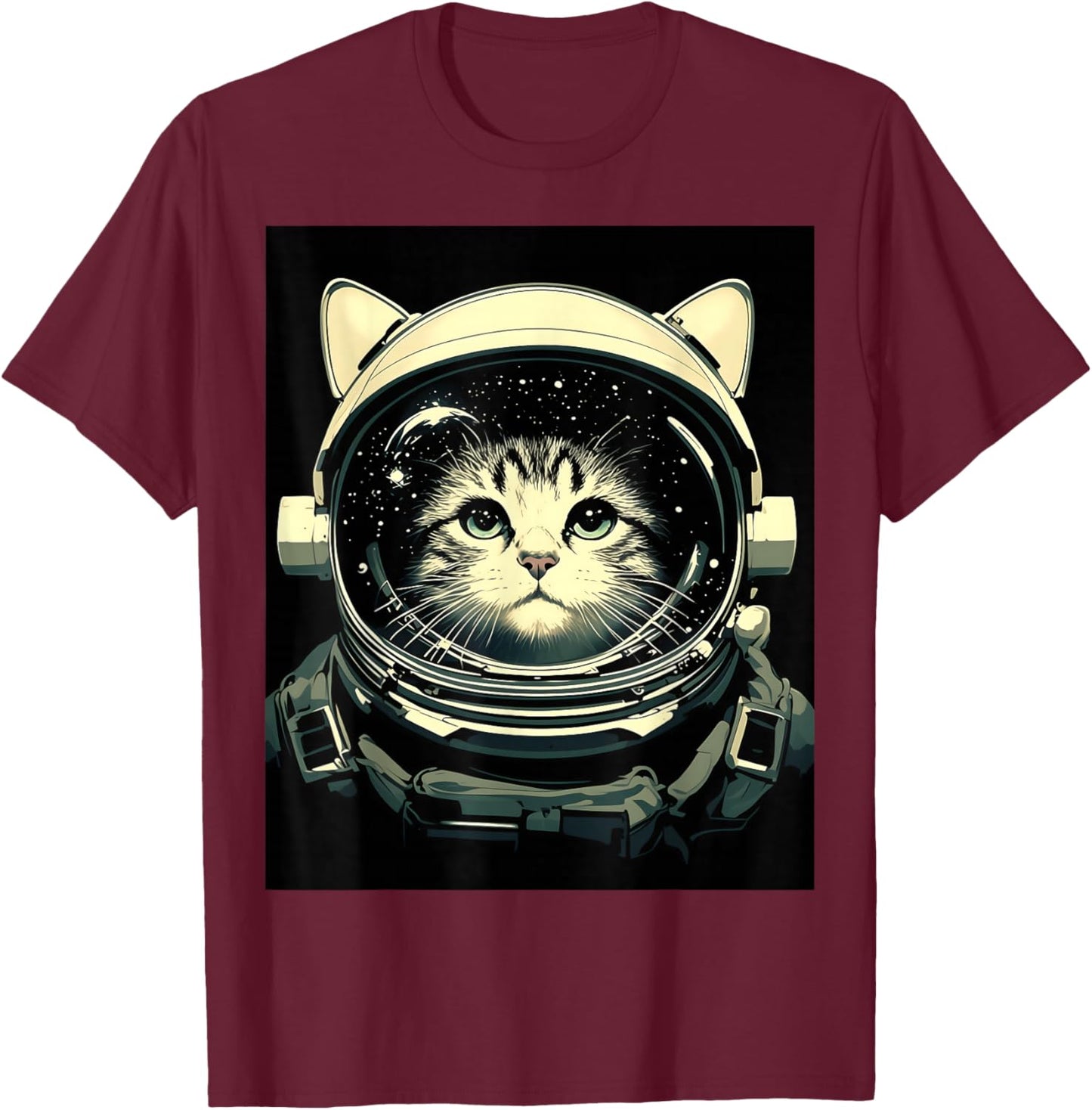 Astronaut Cat T-Shirt - T-Shirt | Maroon