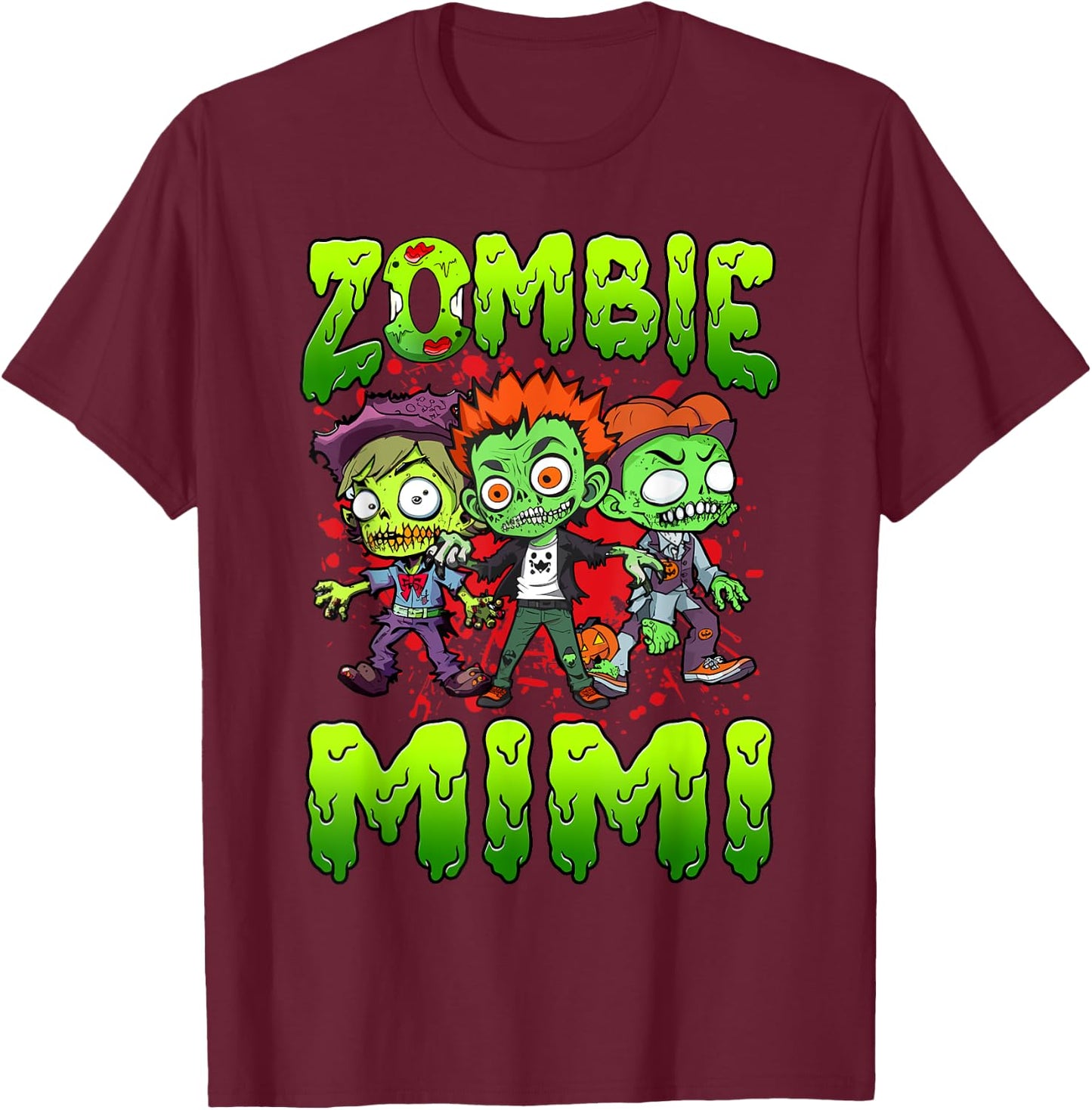 Zombie Mimi Halloween Costume Family Matching T-Shirt - T-Shirt | Maroon