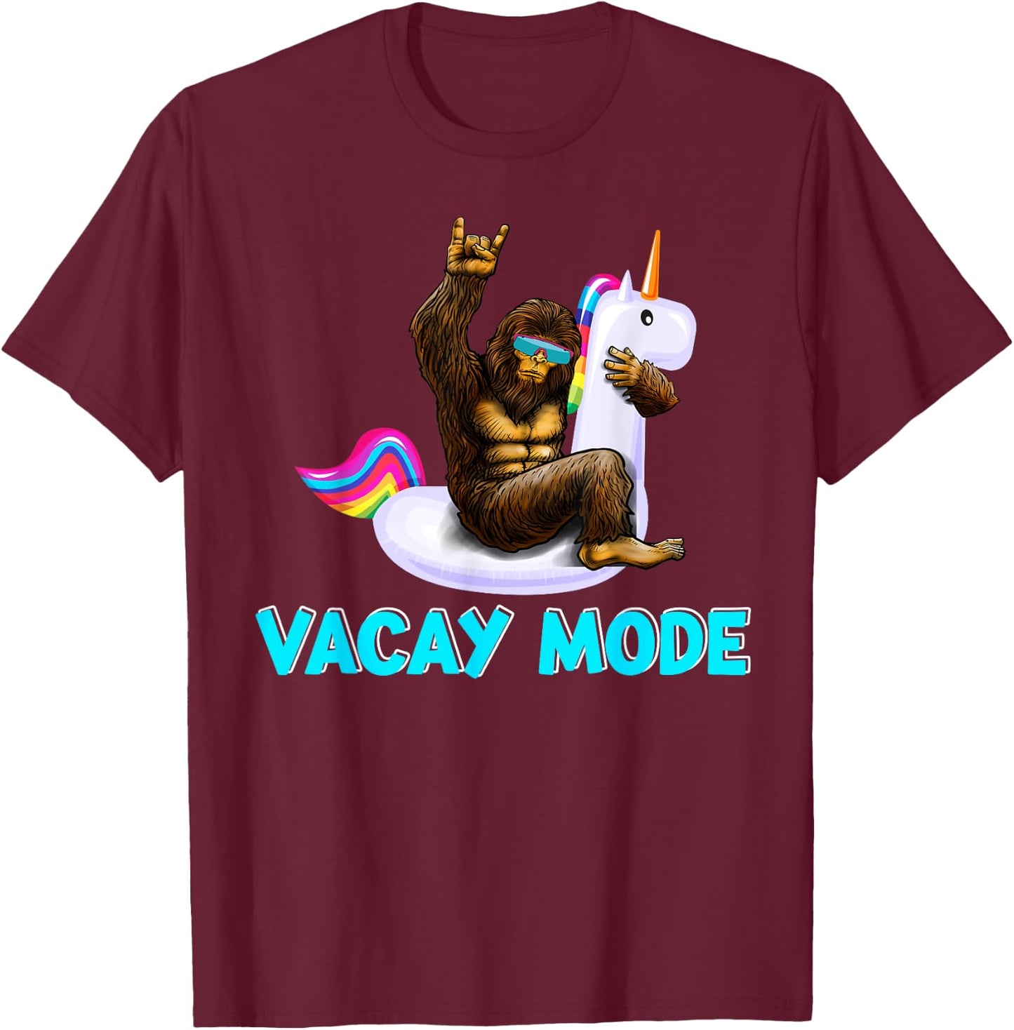 Trendy Vacation Outfit Pool Party Bigfoot Float Vacay Mode T-Shirt - T-Shirt | Maroon