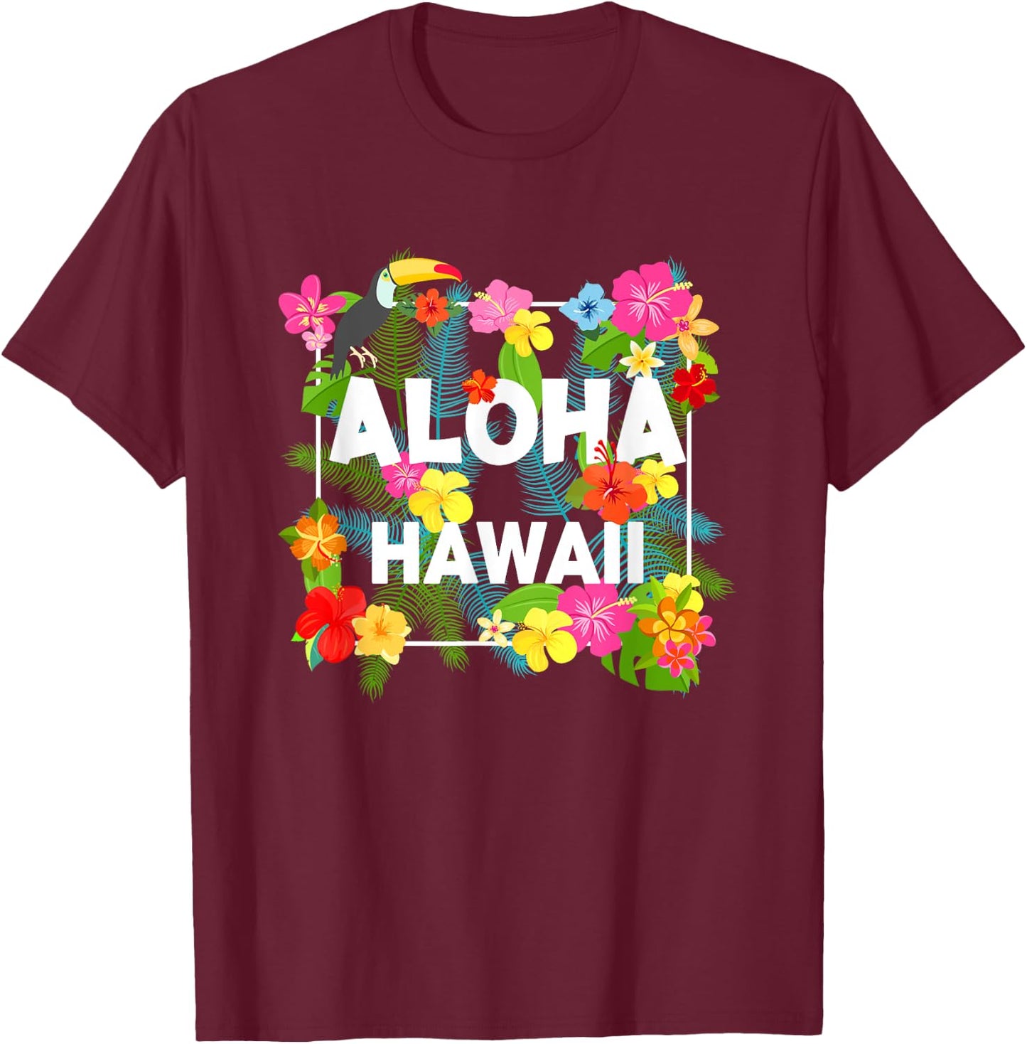 Aloha Hawaii Hibiscus Flowers Aesthetic Design Women T-Shirt - T-Shirt | Maroon