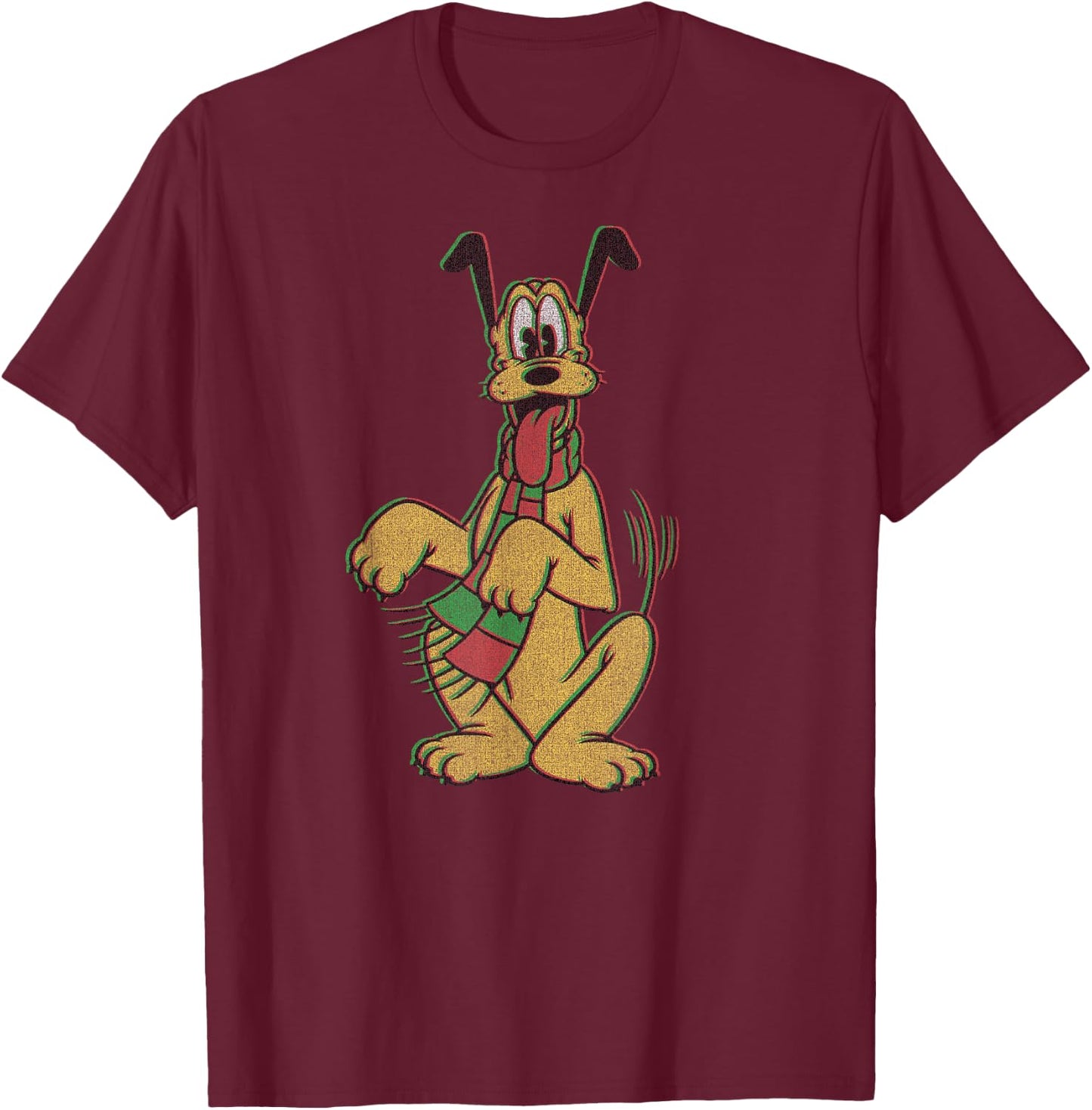Disney Pluto Christmas Style Portrait T-Shirt - T-Shirt | Maroon