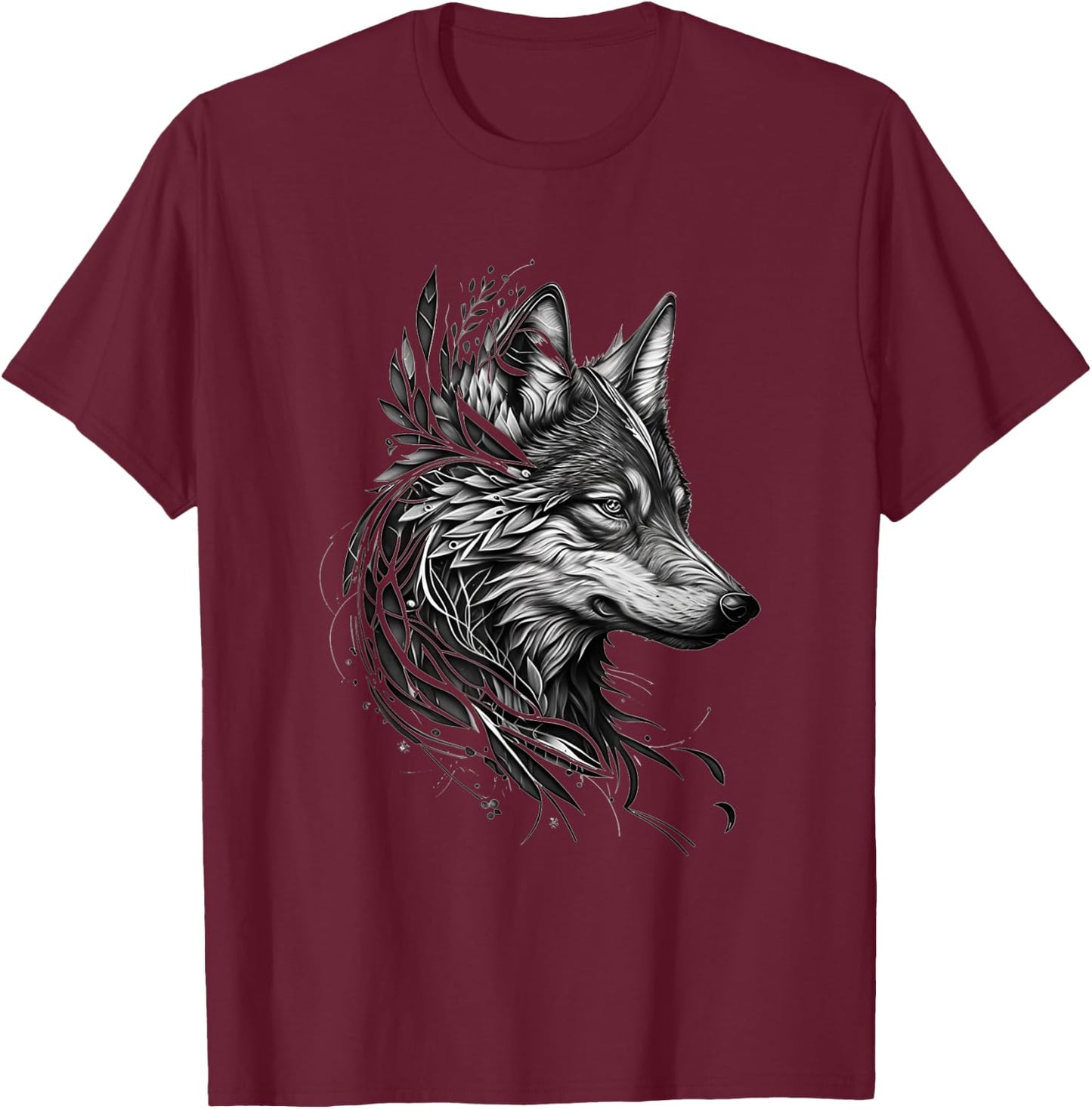 Wolf Abstract Tribe Ethnic Wolf Face Wolves Wolf Lover T-Shirt - T-Shirt | Maroon