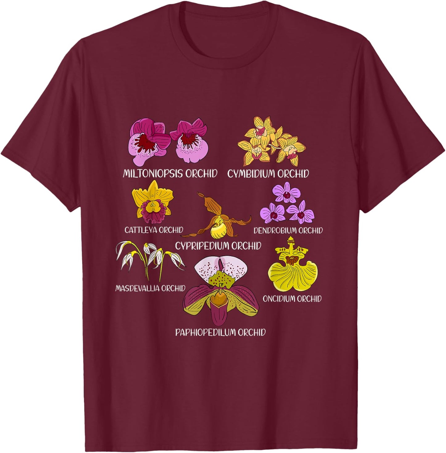 Orchid Species Flower Lover Florist Orchids T-Shirt - T-Shirt | Maroon