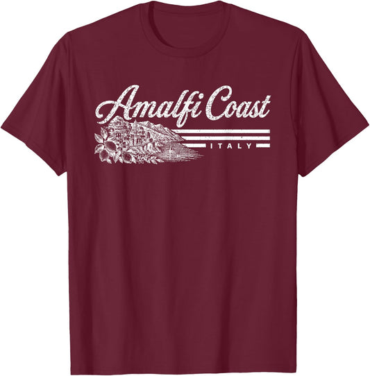Amalfi Coast Italy Vintage Retro Travel Destination T-Shirt - T-Shirt | Maroon